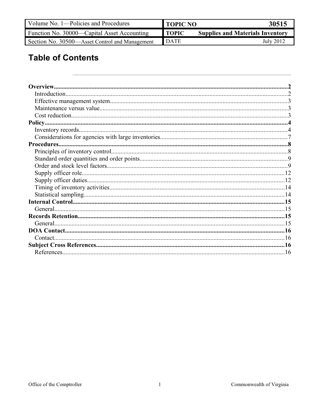 CAPP Manual - 30515 - Supplies and Materials Inventory