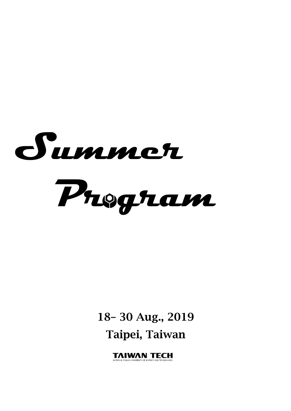 Taiwan Tech Summer Program 2019