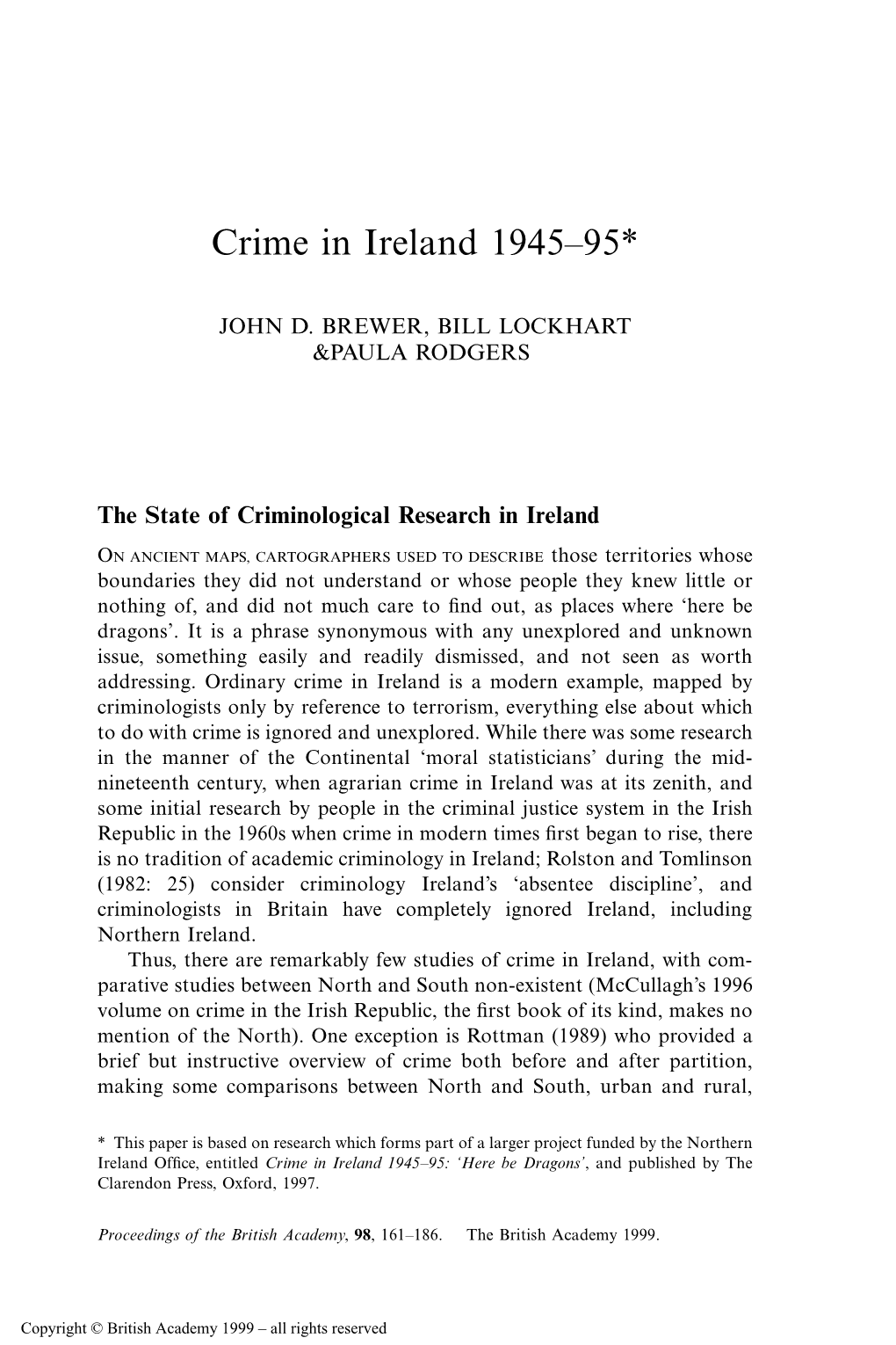 Crime in Ireland 1945±95*