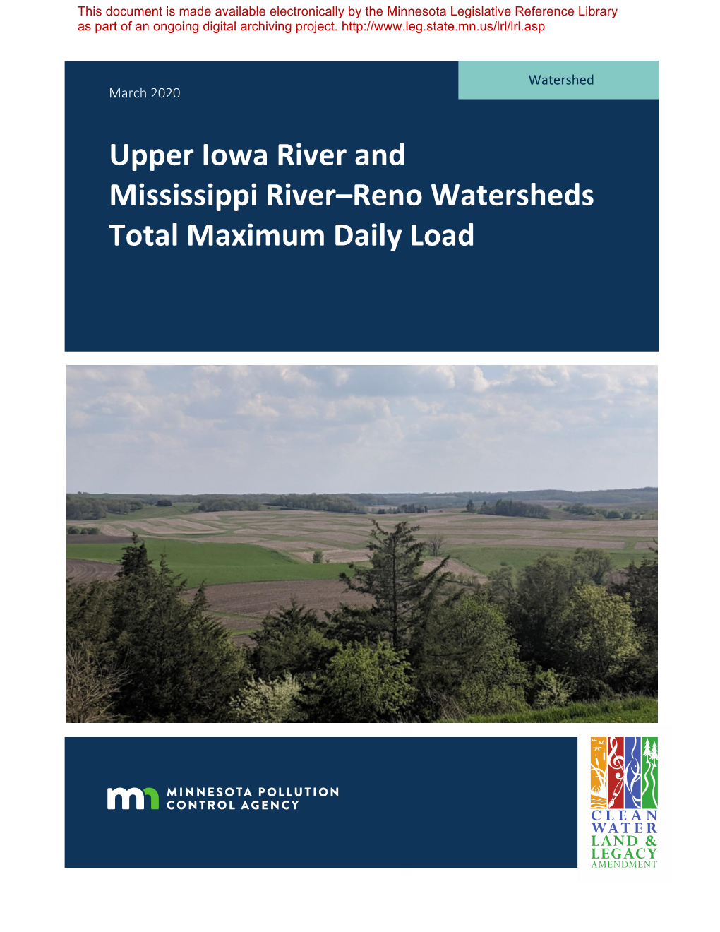 Final Upper Iowa Mississippi River-Reno Total Maximum Daily