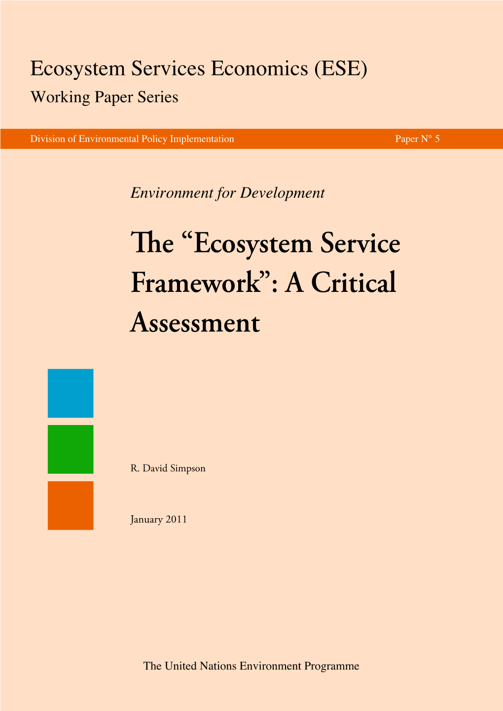 Ecosystem Service Framework”: a Critical Assessment