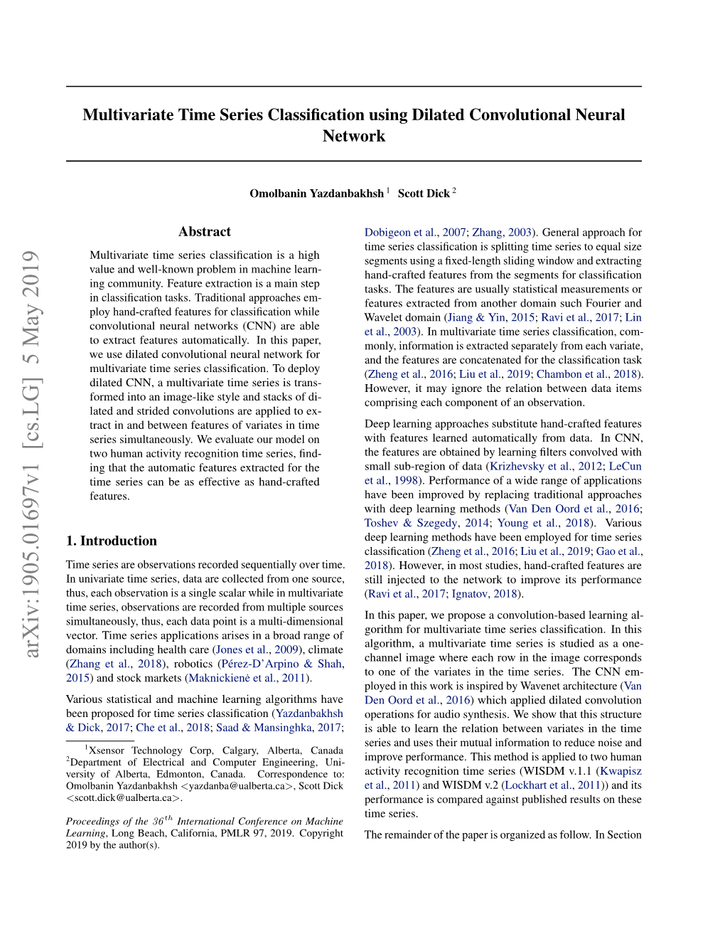 Multivariate Time Series Classification Using Dilated Convolutional Neural Network