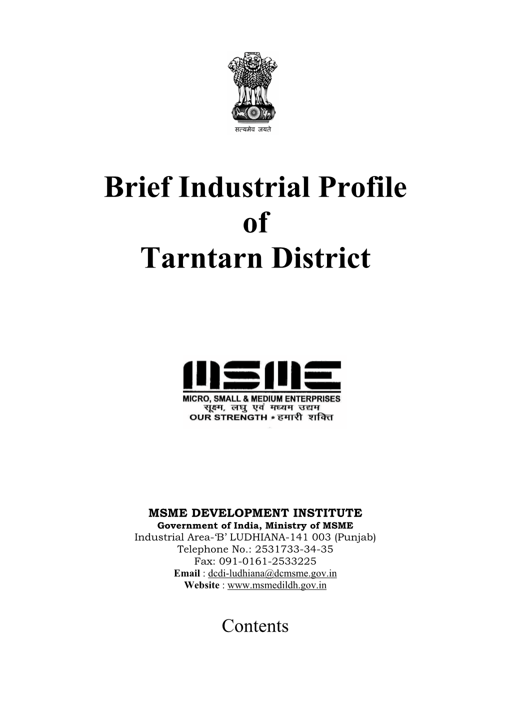 Brief Industrial Profile of Tarntarn District