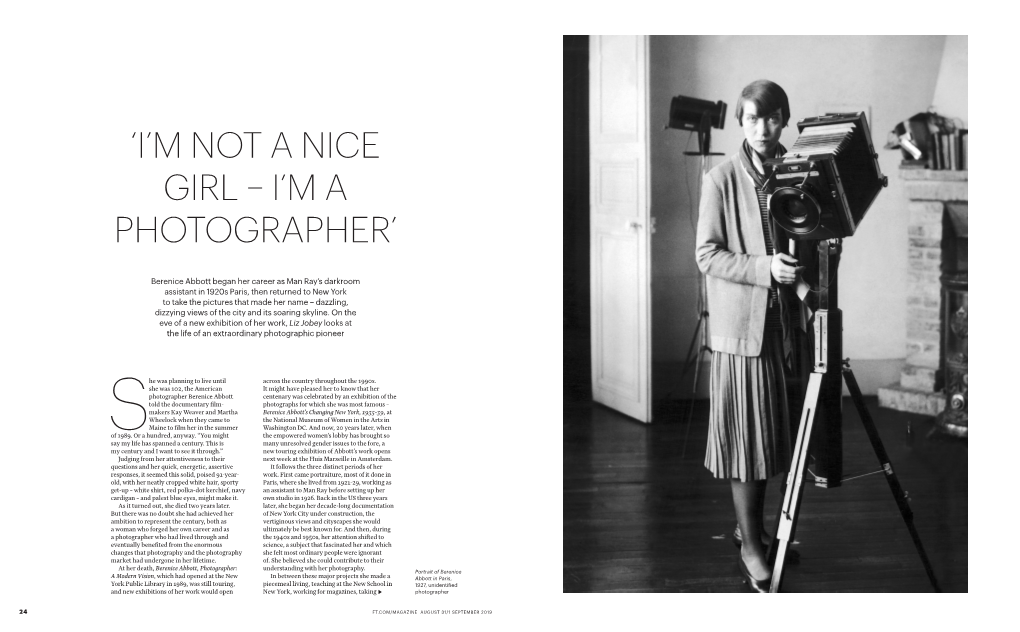 'I'm Not a Nice Girl – I'm a Photographer'
