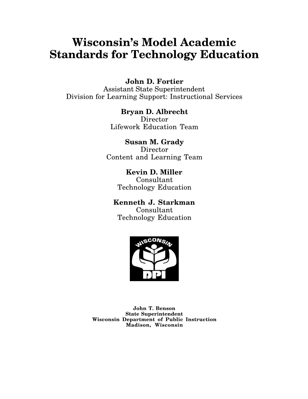 Wisconsin's Model Academic Standards for Technology Education