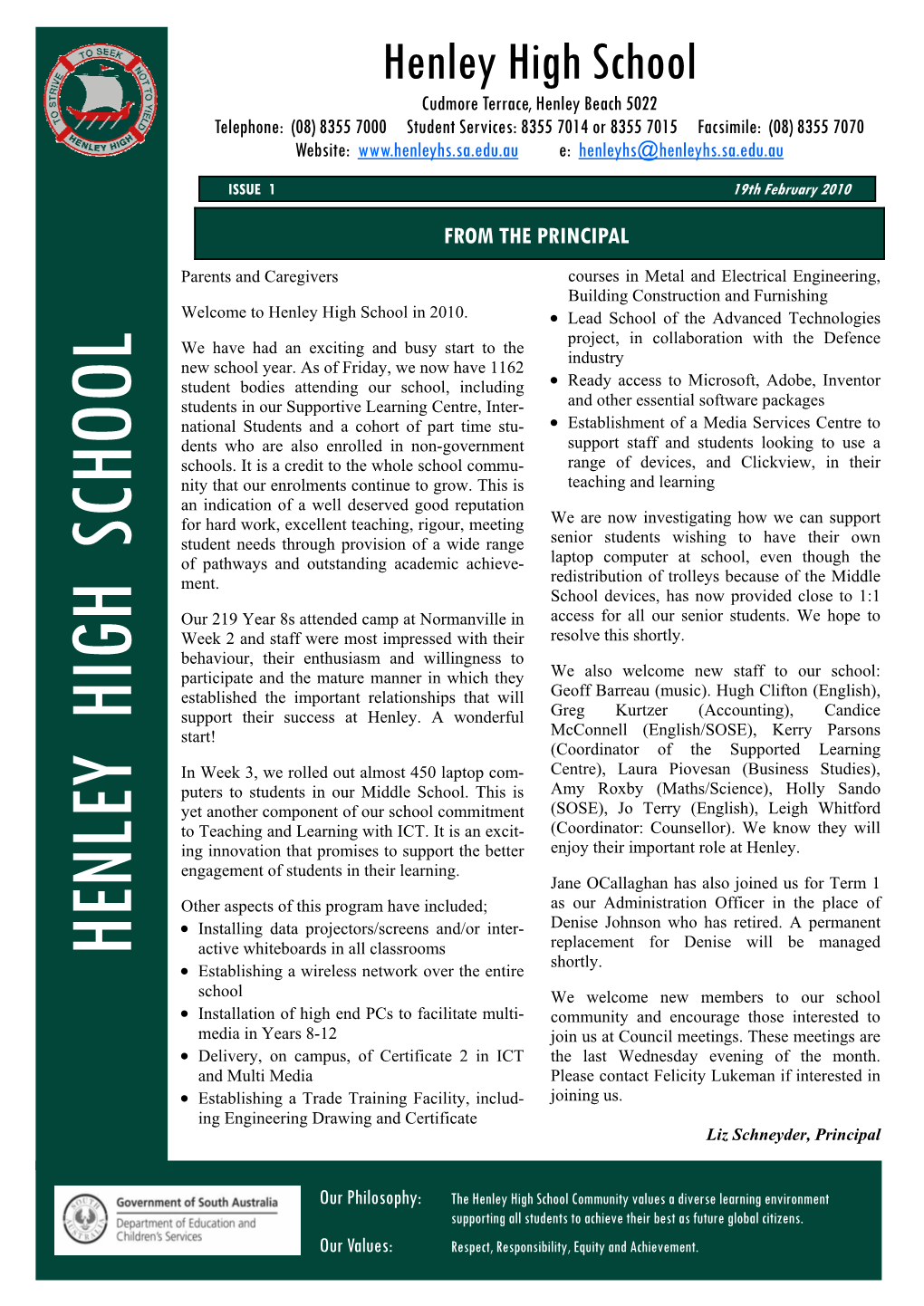 2010 Newsletter No. 1