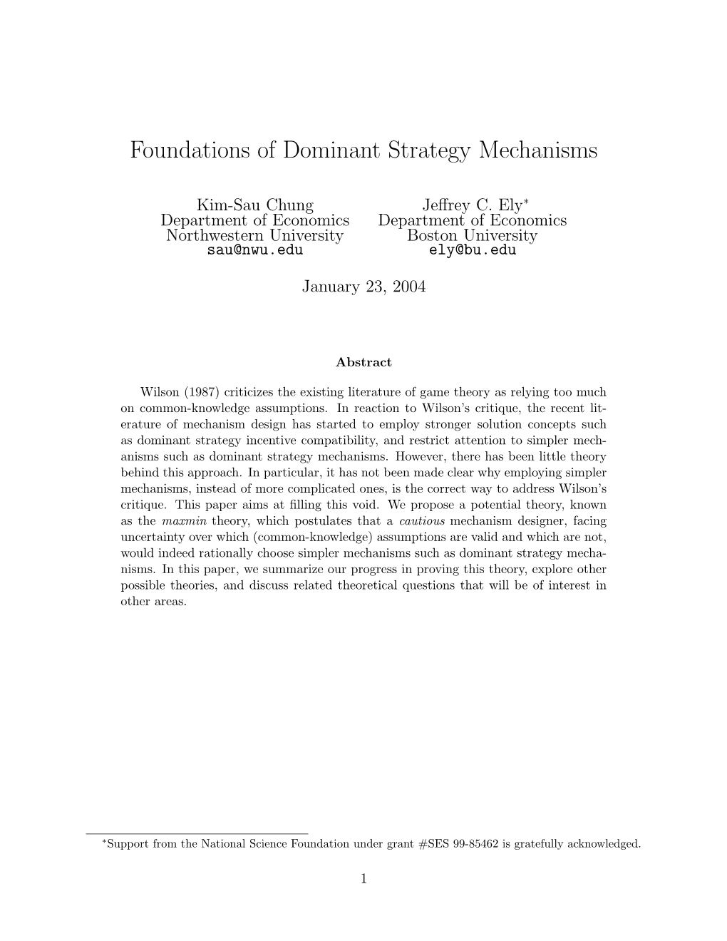 Foundations of Dominant Strategy Mechanisms