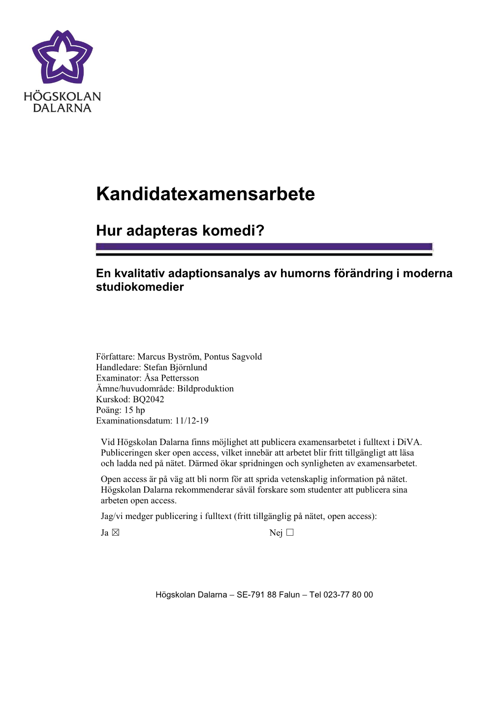 Kandidatexamensarbete