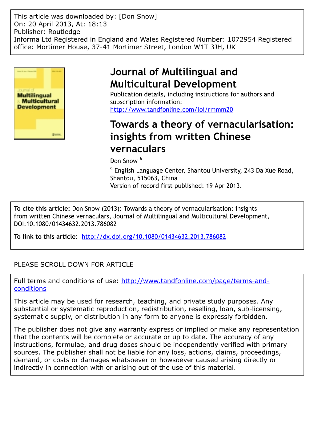 Insights from Written Chinese Vernaculars