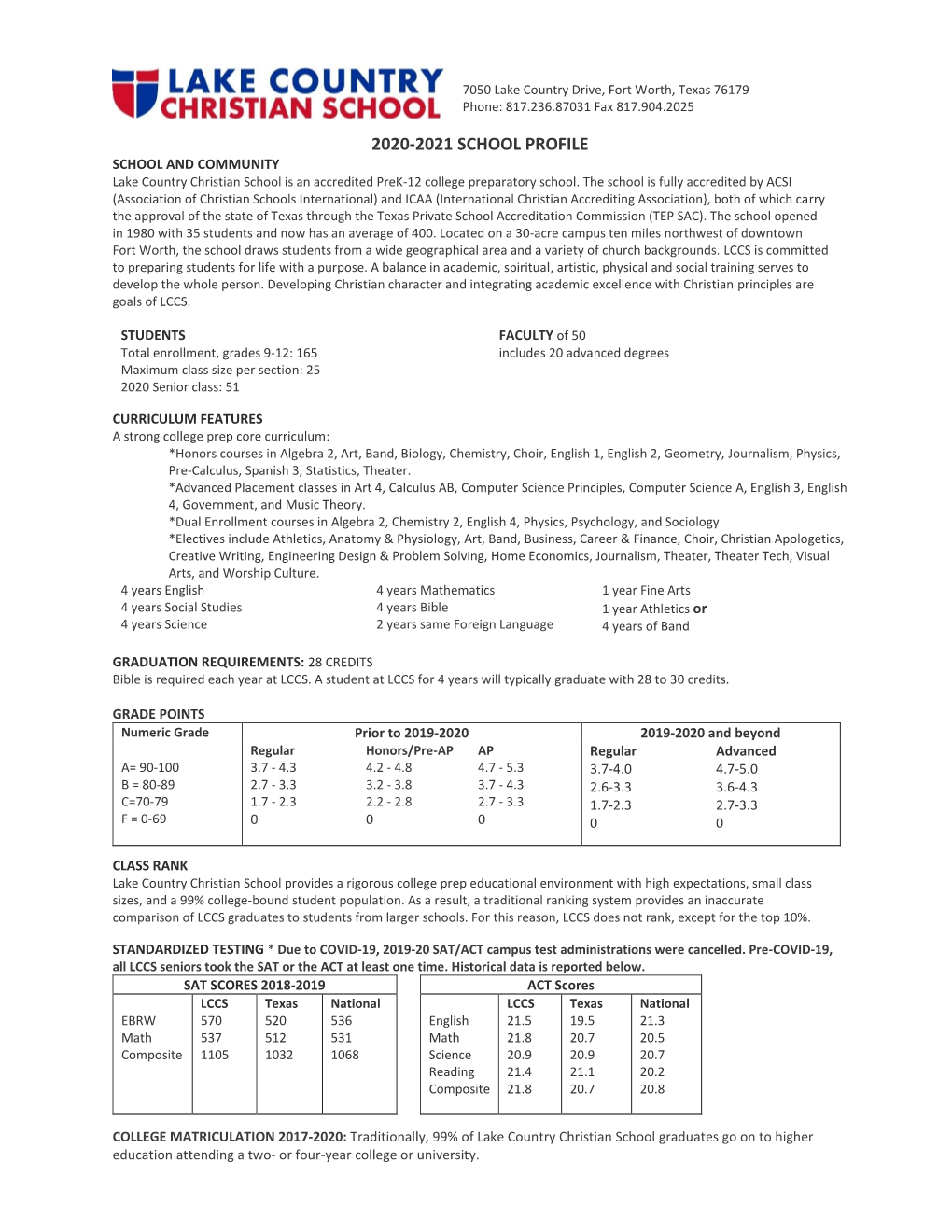 LCCS School Profile