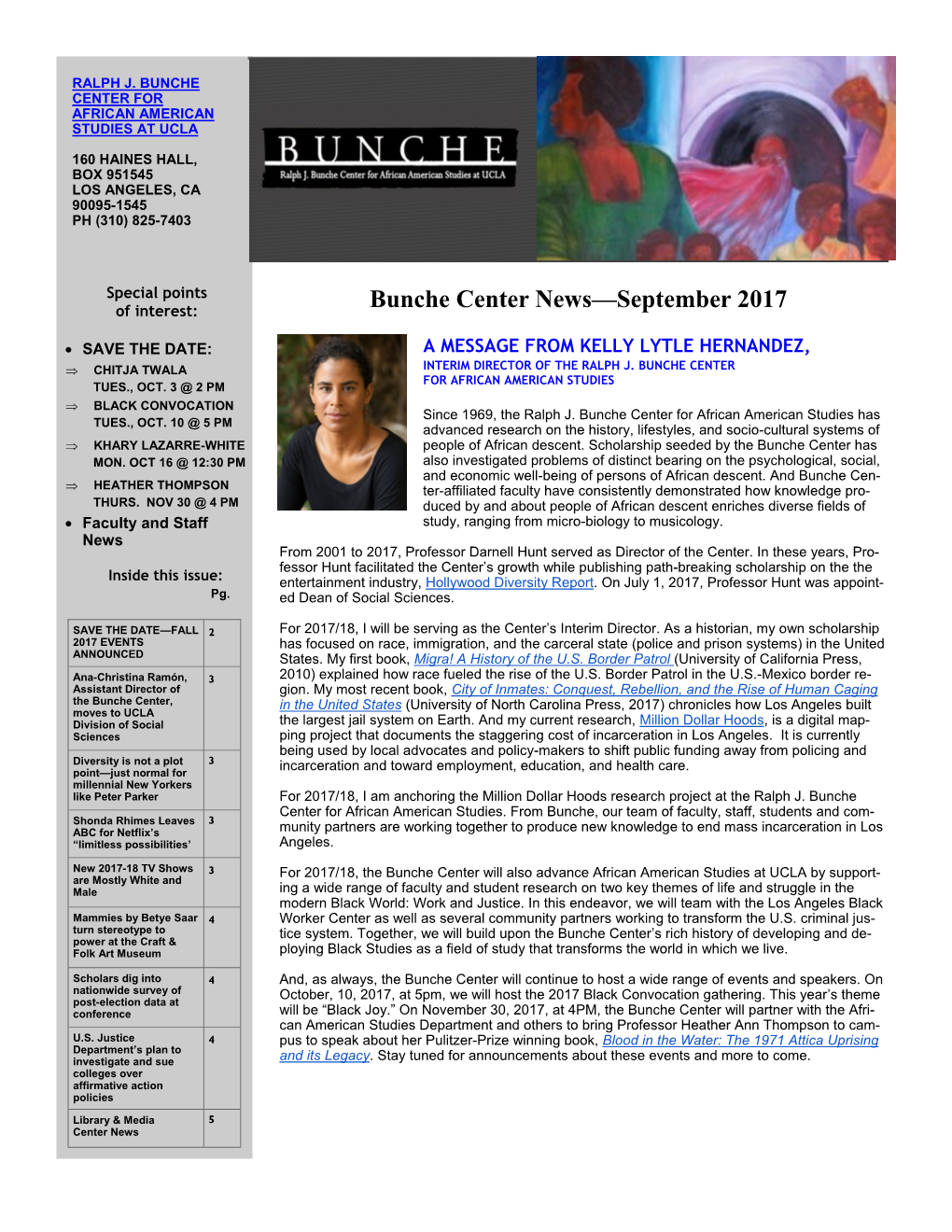 Bunche Center News—September 2017