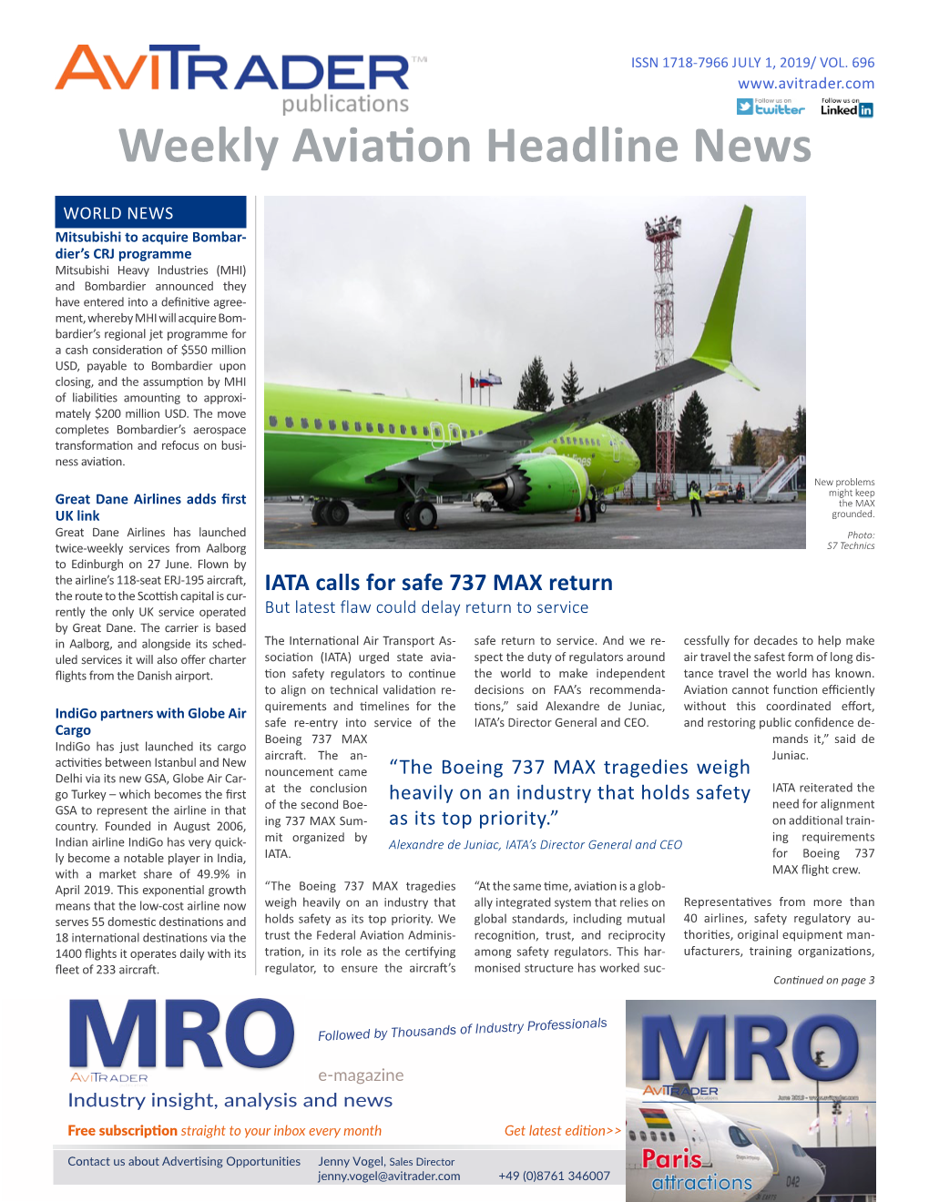 Weekly Aviation Headline News