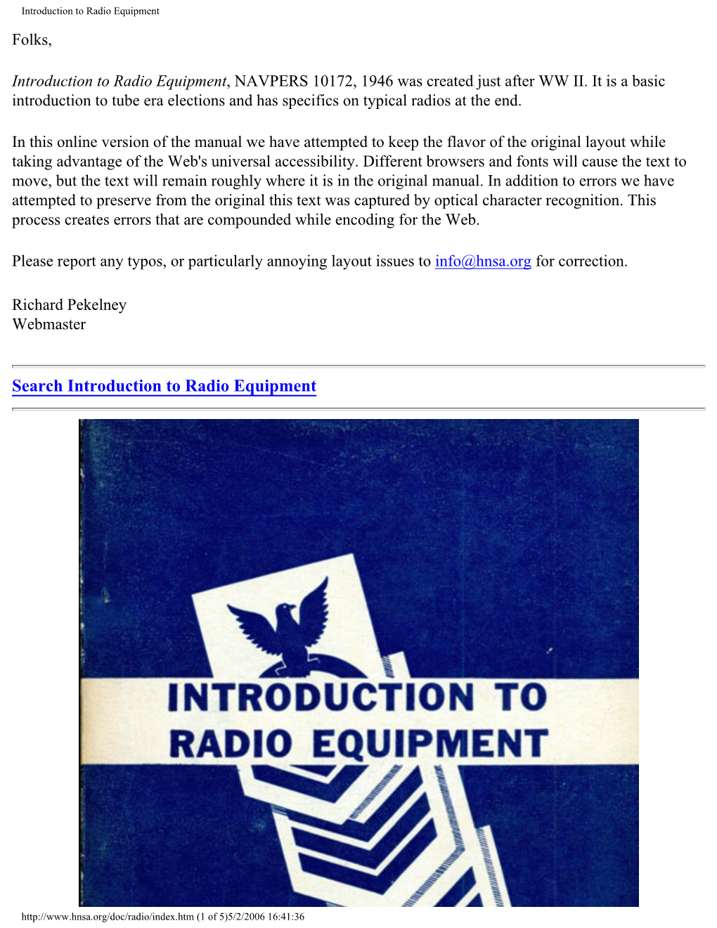 Introduction to Radio Equipment Folks