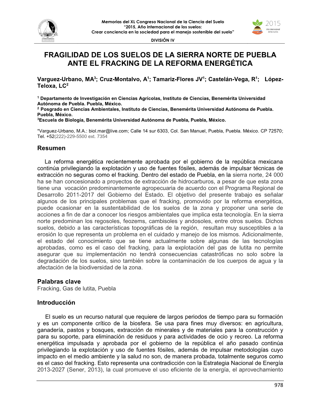 Fragilidad De Los Suelos De La Sierra Norte De Puebla Ante El Fracking De La Reforma Energética