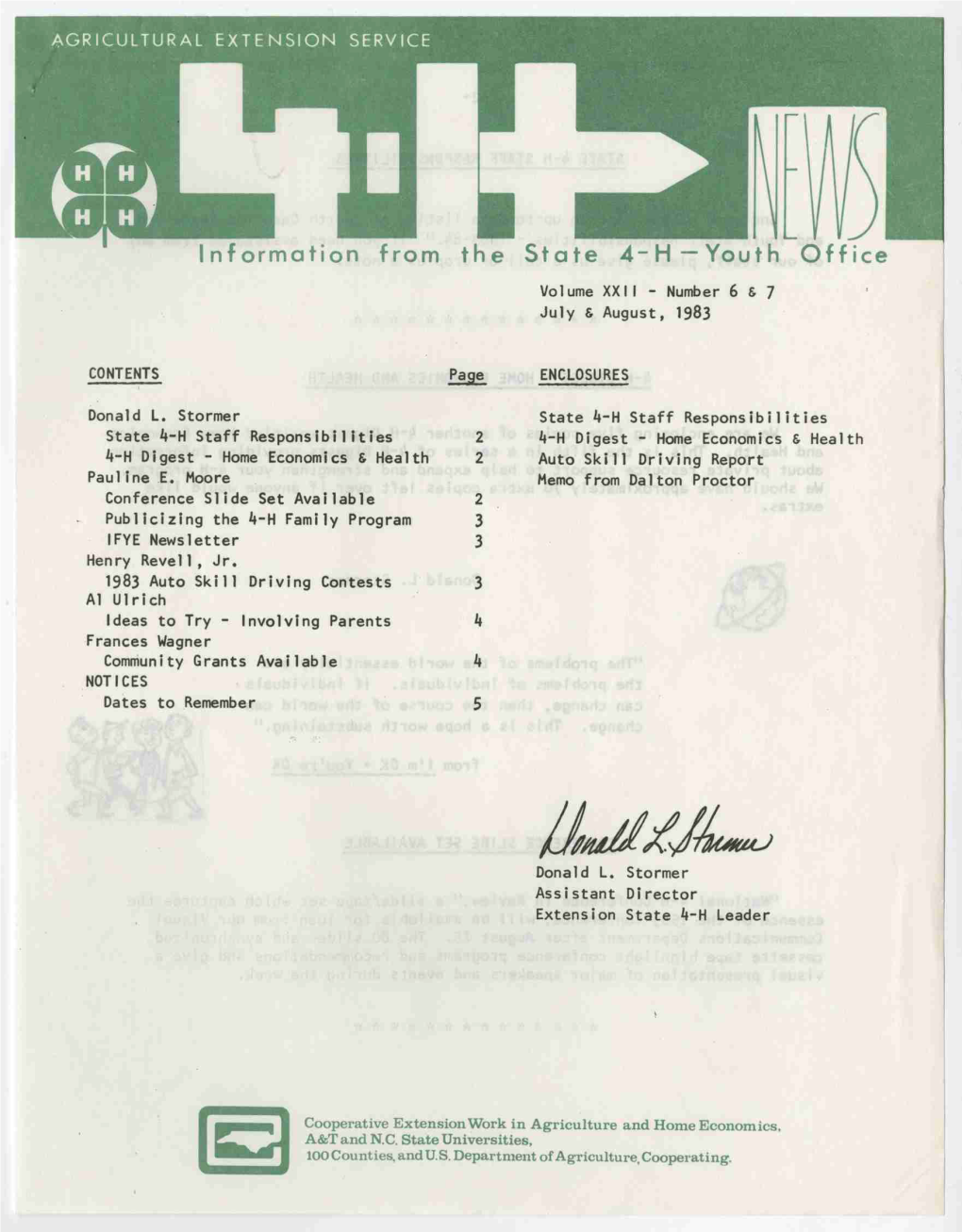 AGRICULTURAL EXTENSION SERVICE CONTENTS Donald L