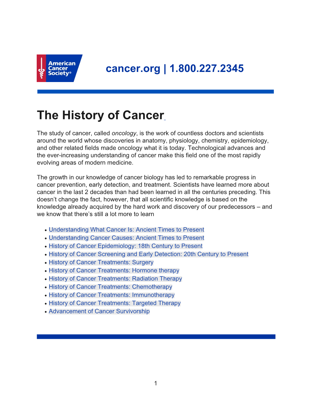 The History of Cancer