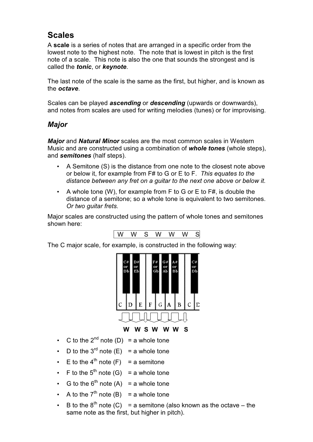 Scales a Scale Is a Series of Notes That Are Arranged in a Specific Order from the Lowest Note to the Highest Note