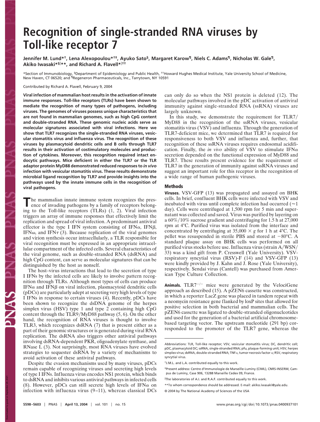 Recognition of Single-Stranded RNA Viruses by Toll-Like Receptor 7