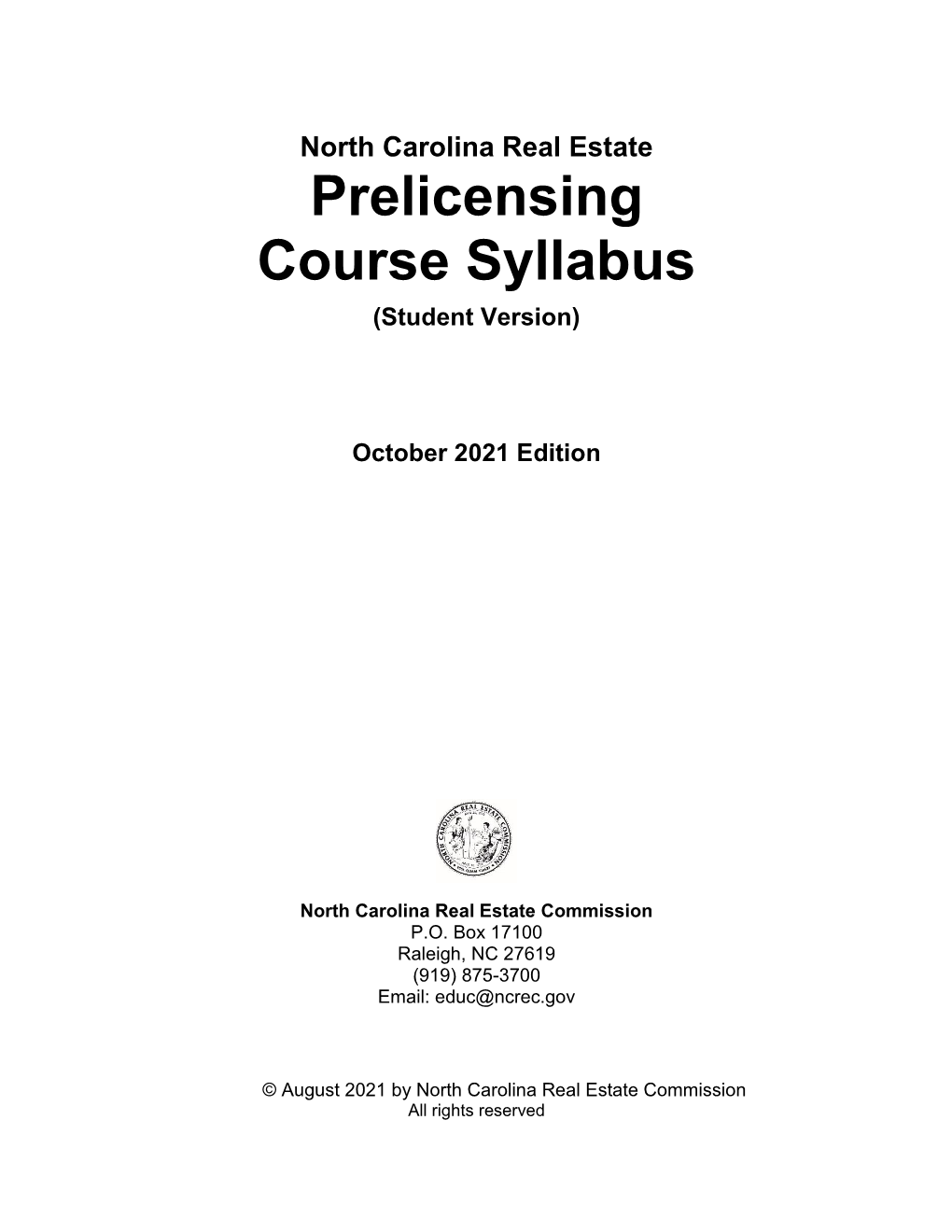 Prelicensing Course Syllabus