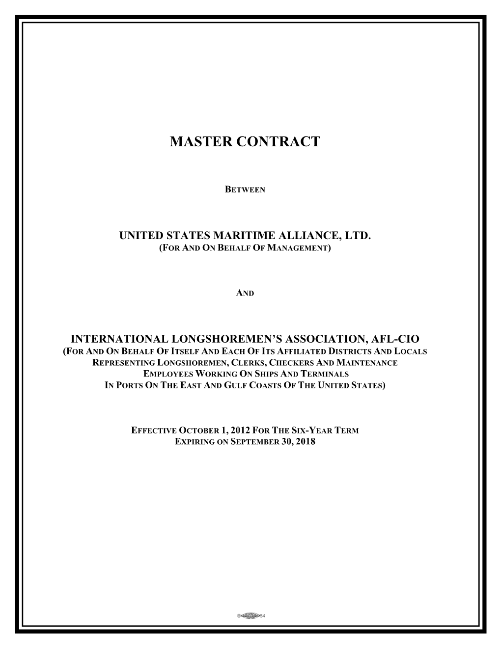 Revisions to 2012-2018 Master Contract W/O Red-Lining 6/16/14