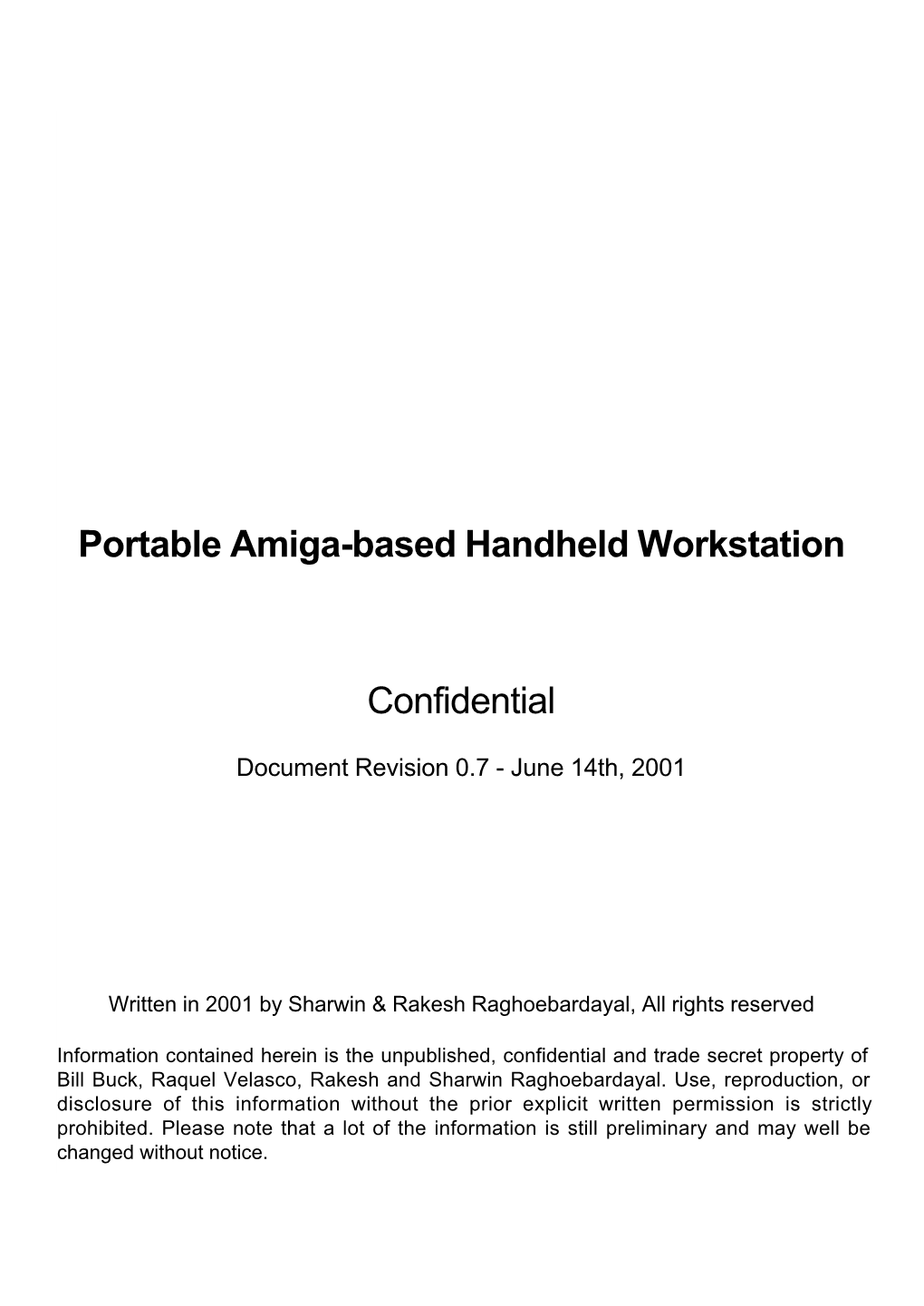 Portable Amiga-Based Handheld Workstation Confidential