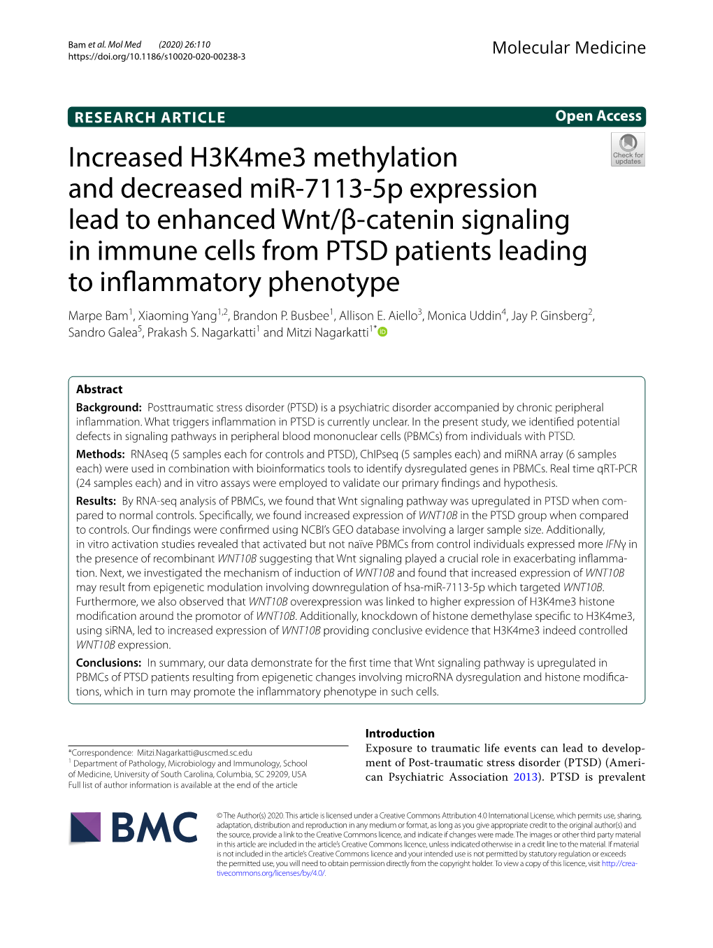 Increased H3k4me3 Methylation and Decreased Mir-7113-5P