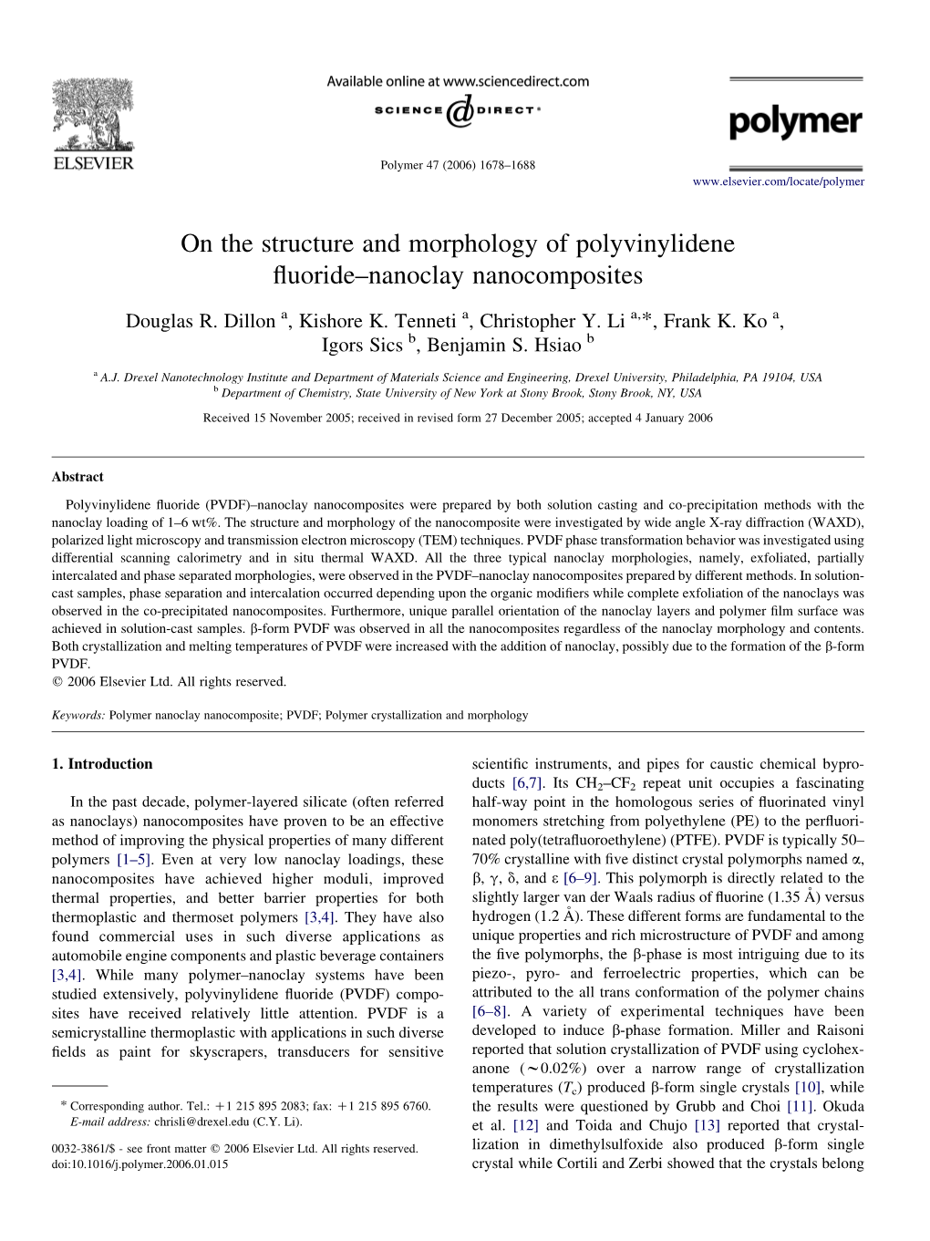 On the Structure and Morphology of Polyvinylidene Fluoride–Nanoclay