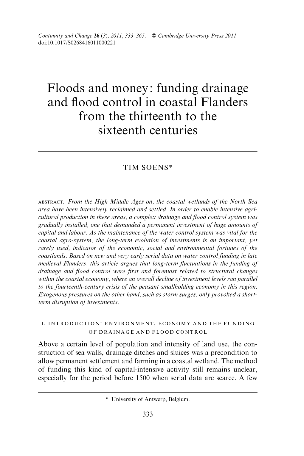 Floods and Money: Funding Drainage and Flood Control in Coastal