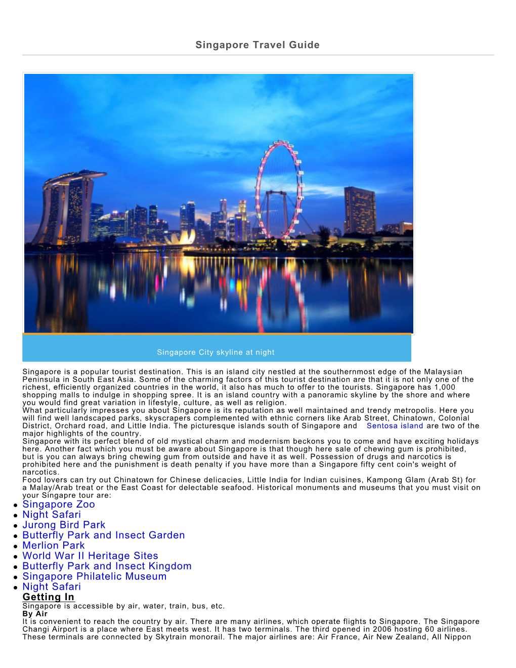 Singapore Travel Guide