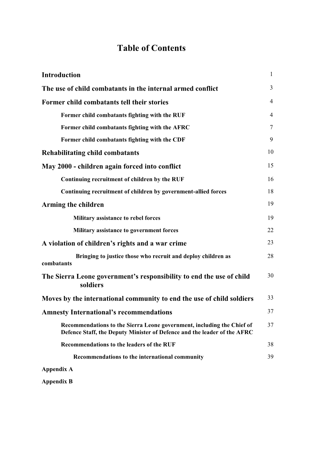 Table of Contents