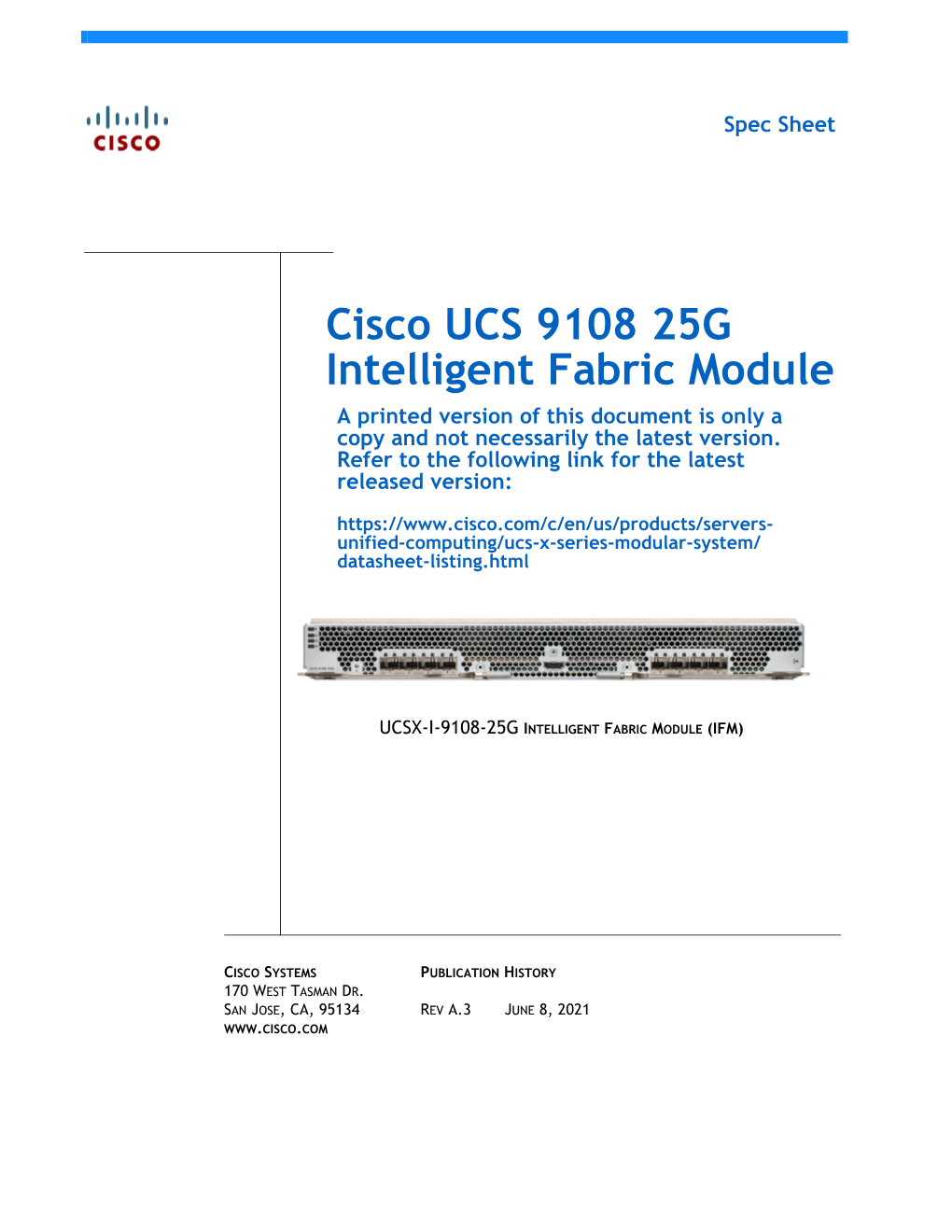 Cisco UCS 9108 25G Intelligent Fabric Module Spec Sheet