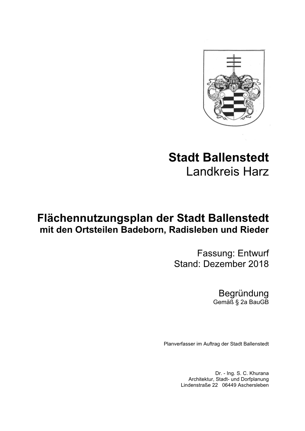 Stadt Ballenstedt Landkreis Harz