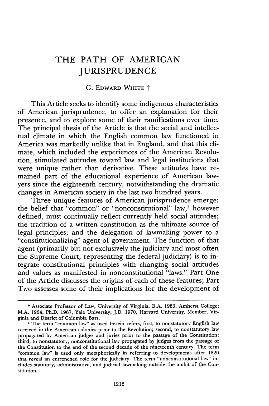 Path of American Jurisprudence