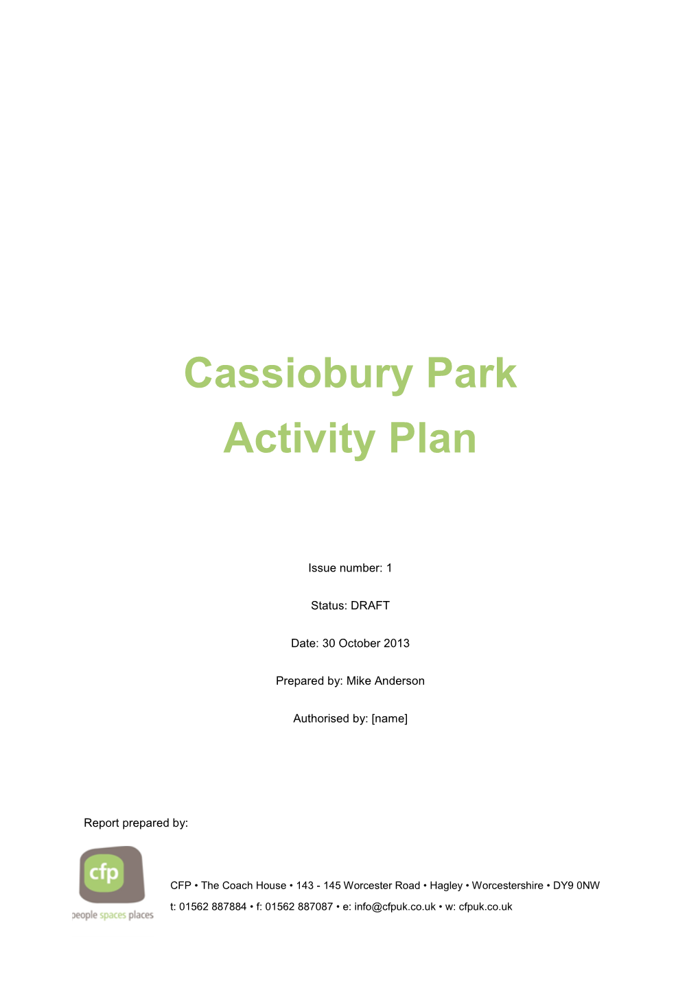 Cassiobury Park Activity Plan