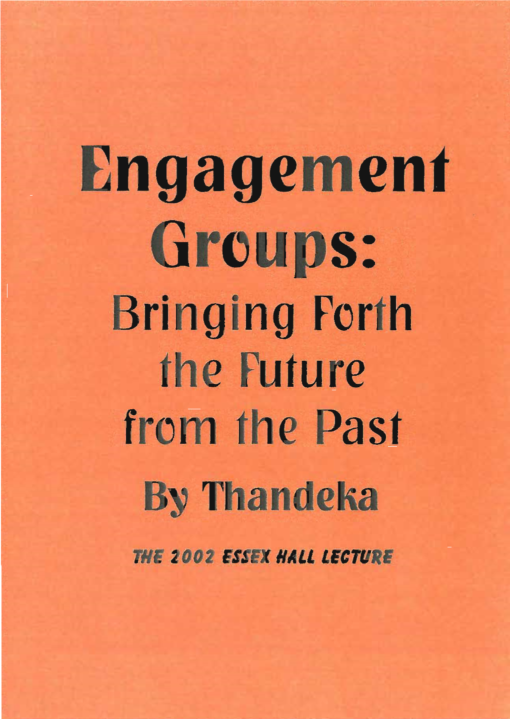 Essex Hall Lecture 2002 Engagement Groups