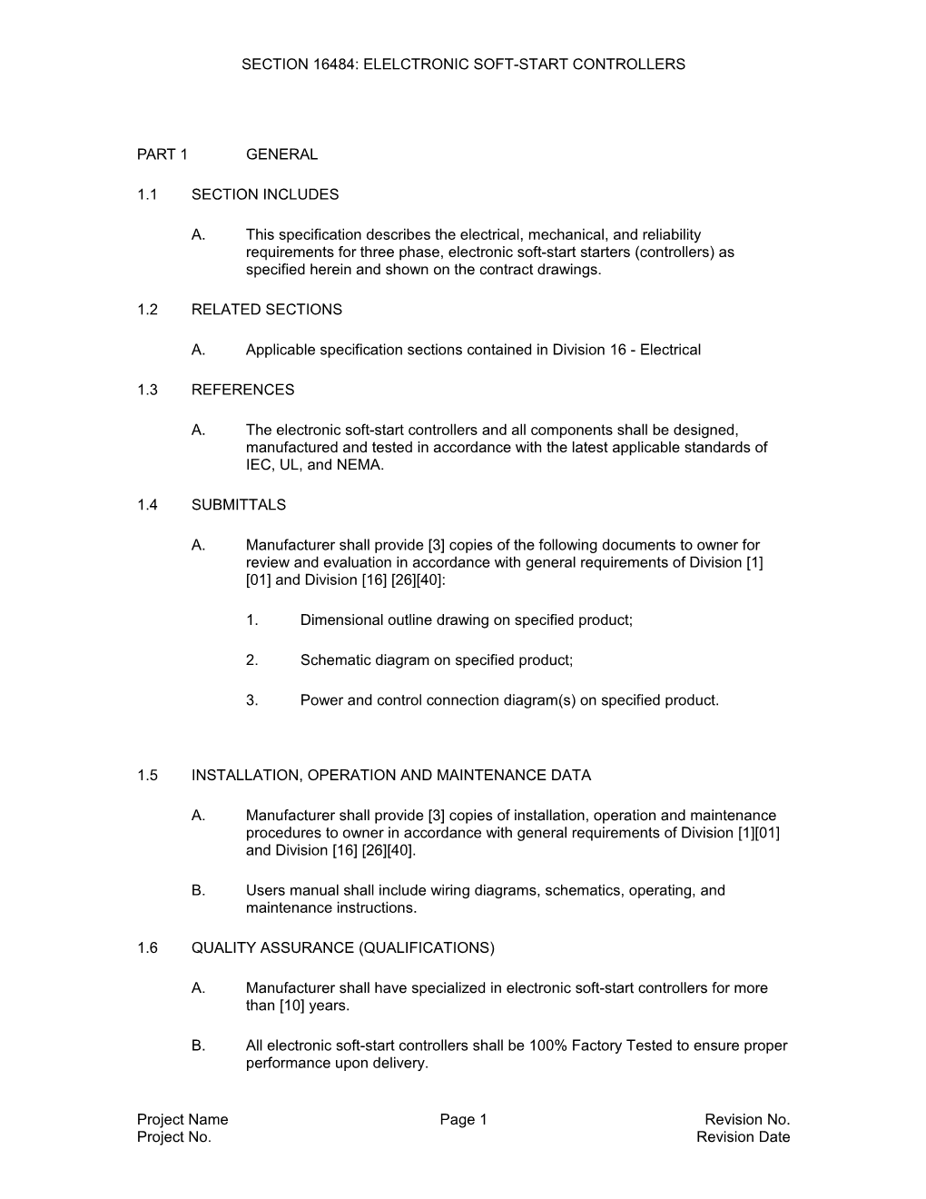 Section 16484: Elelctronic Soft-Start Controllers