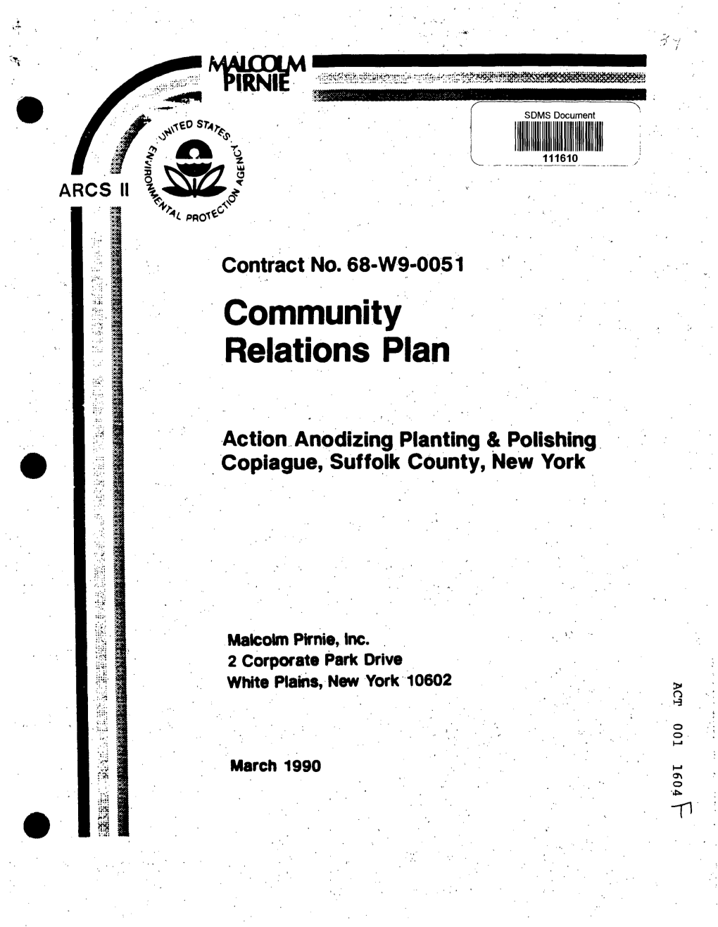 Community Relations Plan, Action Anodizing Plating and Polishing, Copiague, Suffolk County, New York
