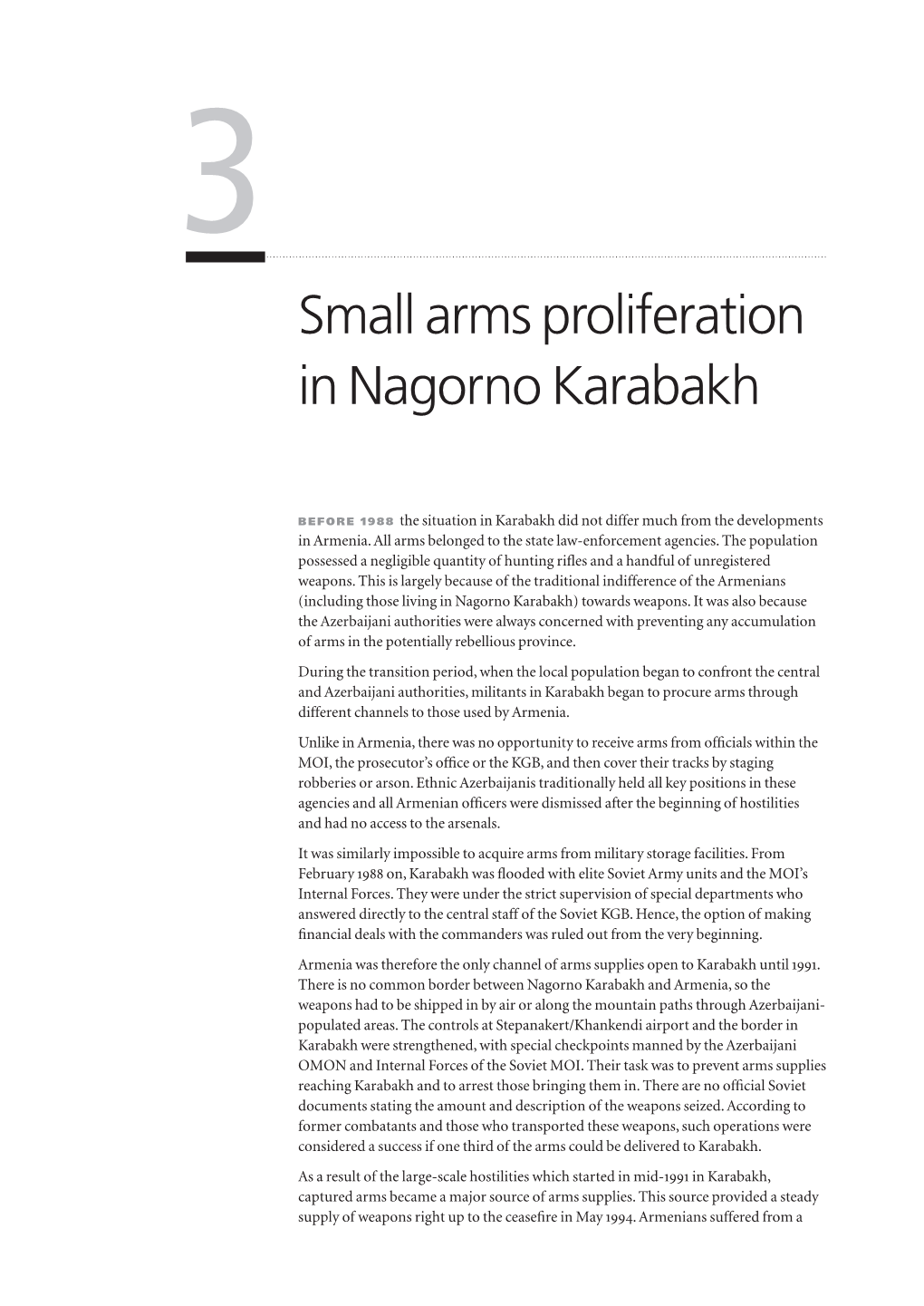 3 Small Arms Proliferation in Nagorno Karabakh