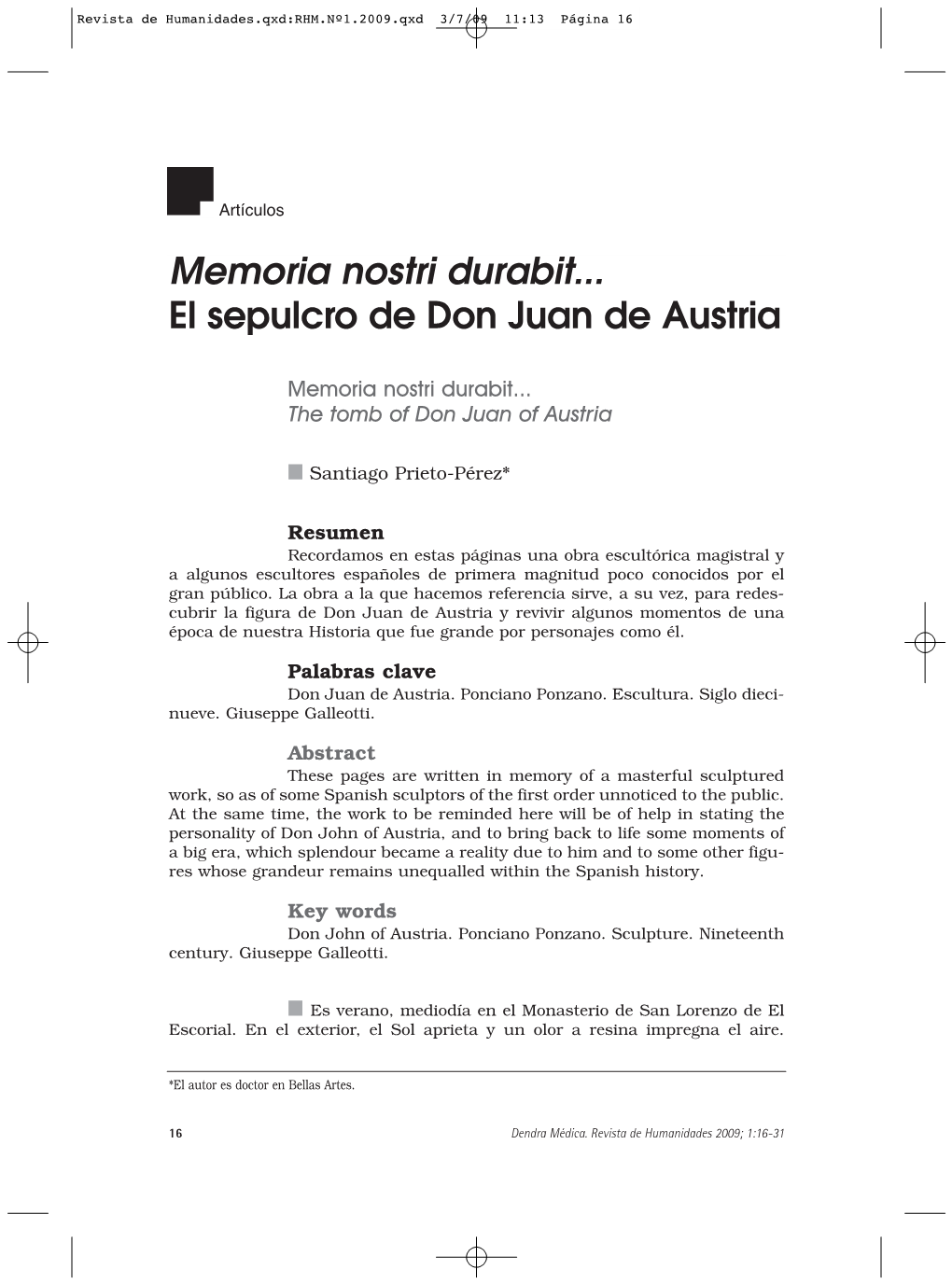 Memoria Nostri Durabit... El Sepulcro De Don Juan De Austria