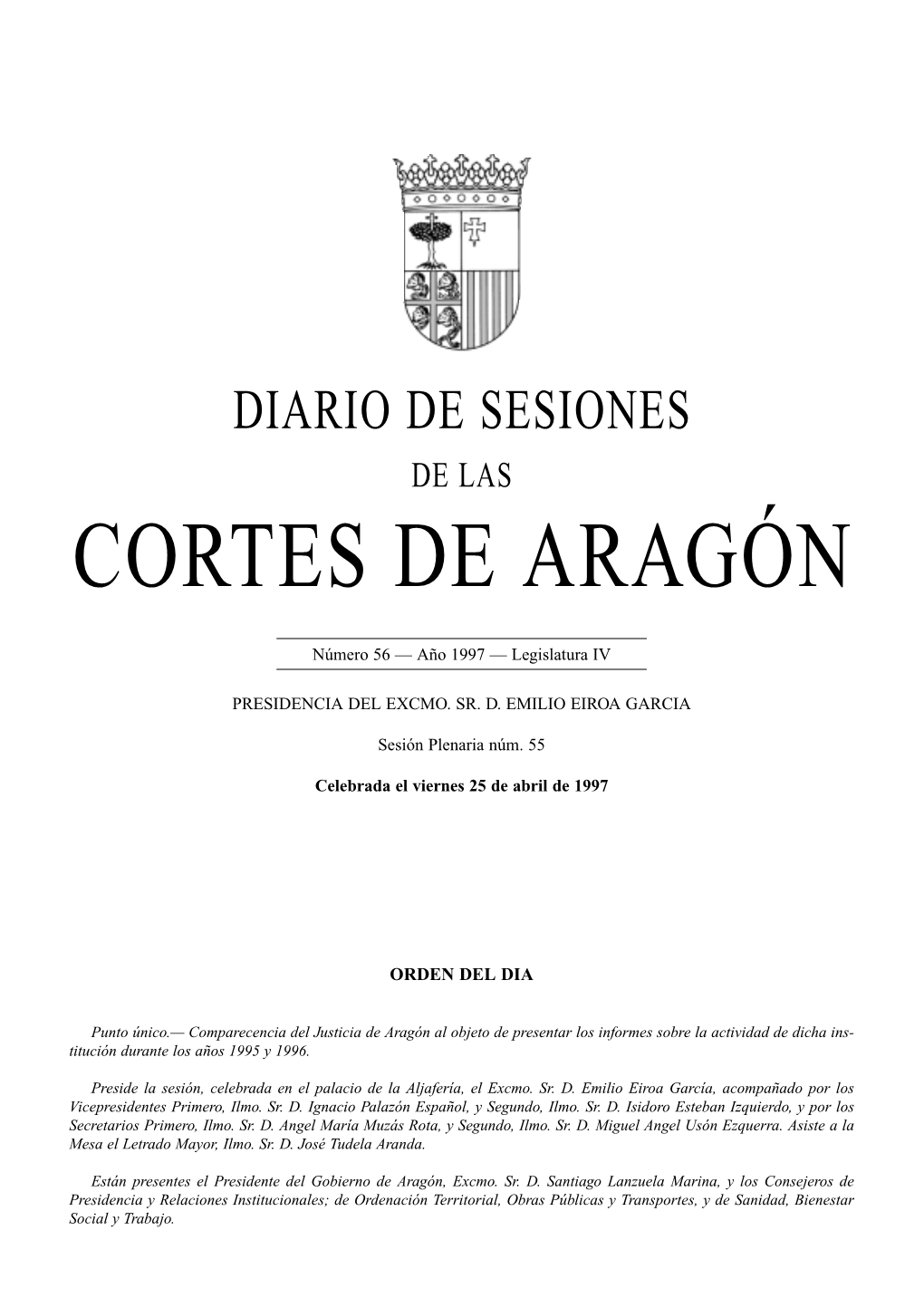 Diario De Sesiones De Las Cortes De Aragón