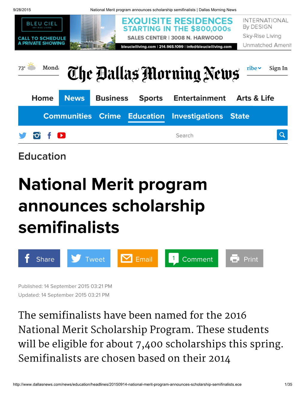 National Merit Program Announces Scholarship Semifinalists | Dallas Morning News