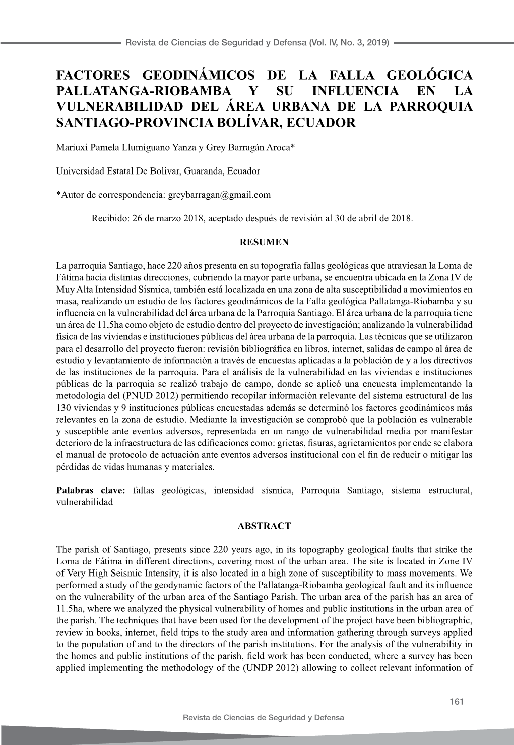 Factores Geodinámicos De La Falla Geológica Pallatanga