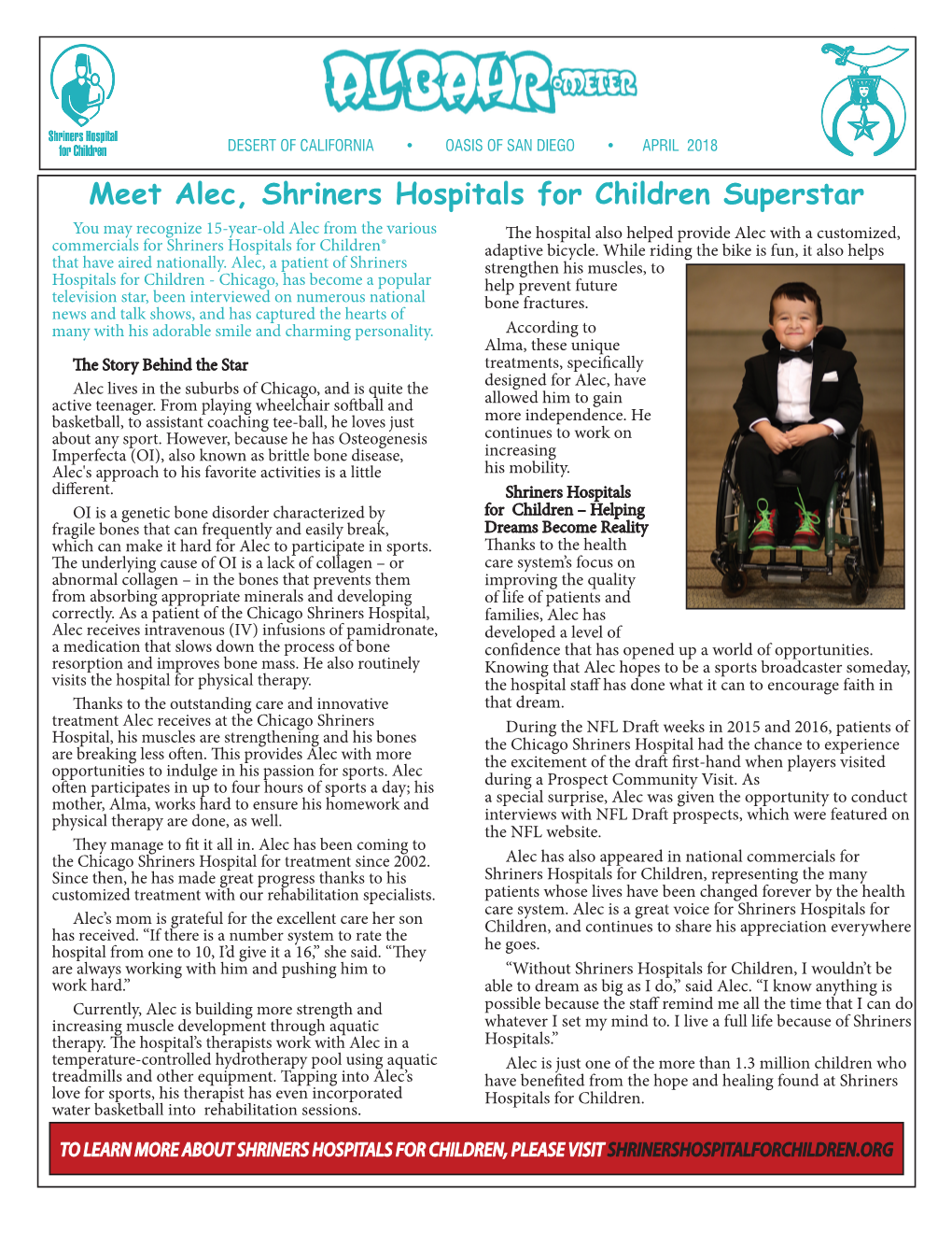 Meet Alec, Shriners Hospitals for Children Superstar