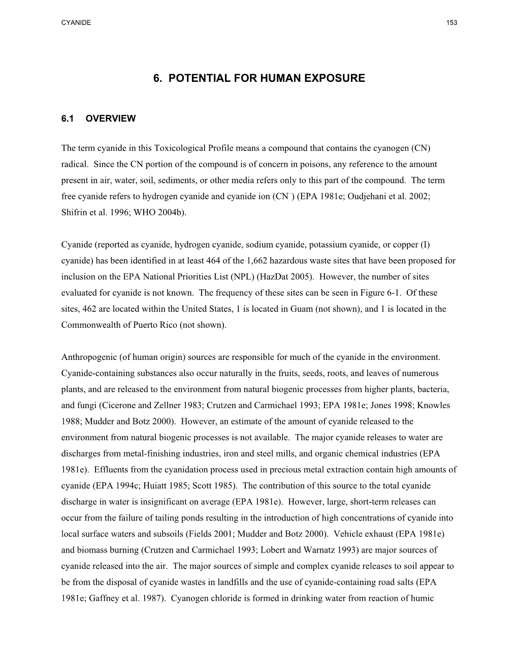 Toxicological Profile for Cyanide