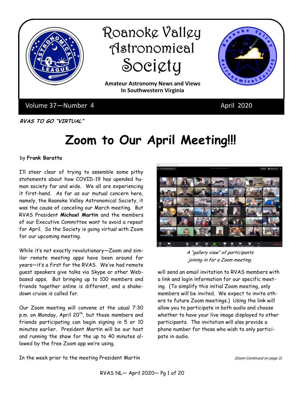 Society Amateur Astronomy News and Views in Southwestern Virginia