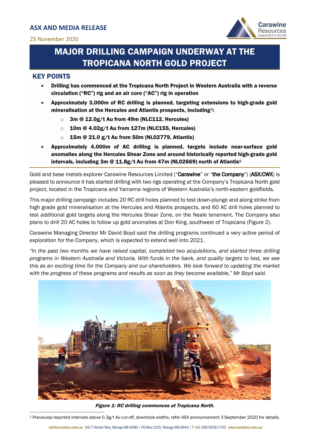 Drilling Underway at Tropicana North Gold Project