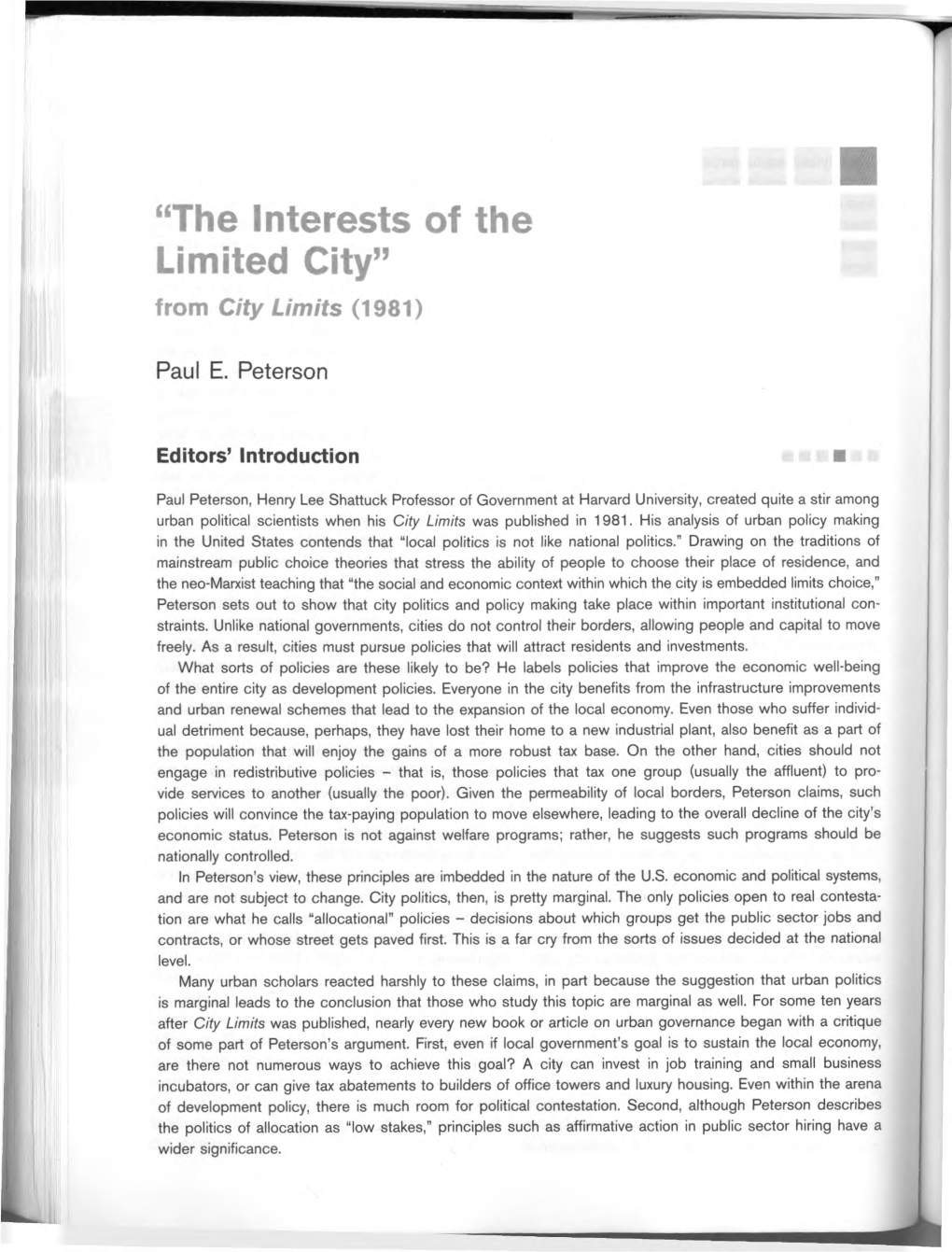 “The Interests of the Limited City” from City Limits (1981)