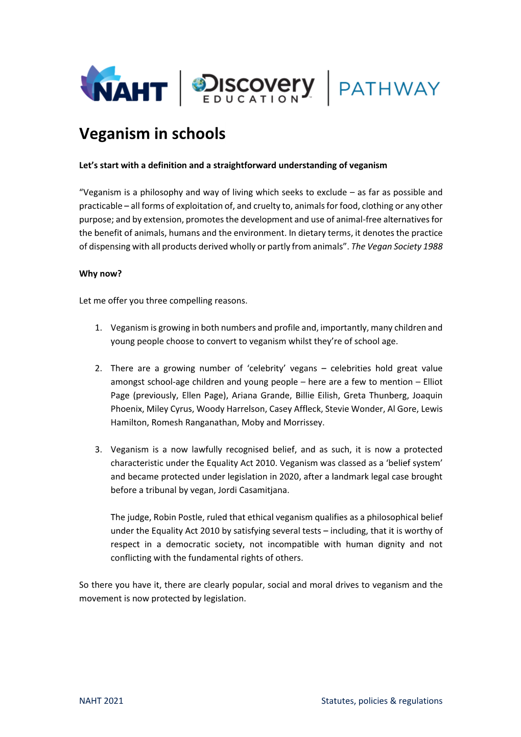 Veganism in Schools