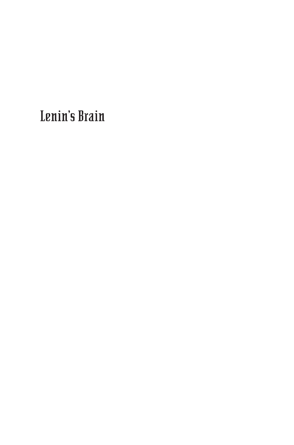 Lenin's Brain (Hoover Institution Press)