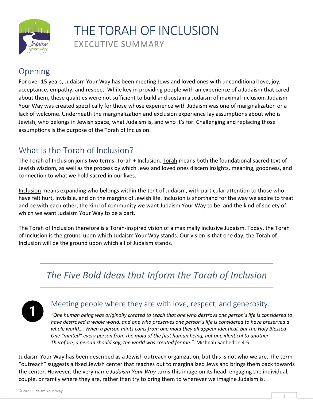 The Torah of Inclusion Executive Summary